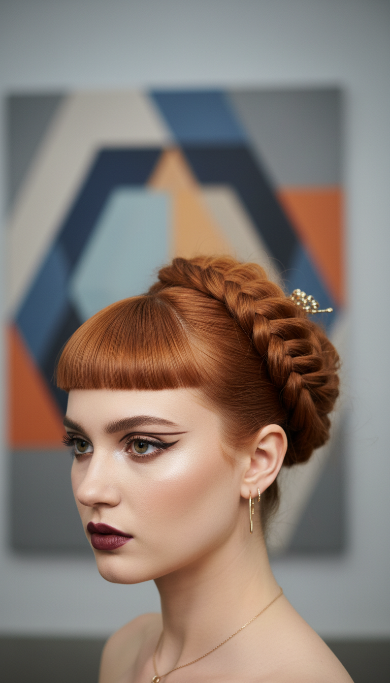 Twisted Fishtail Updo with Micro Bangs