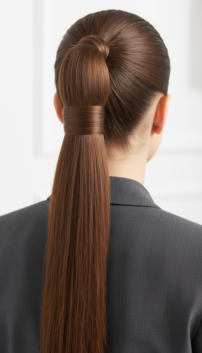 Polished Ponytail with Hair Wrap