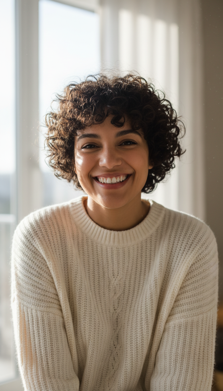 Curly Crop with Bangs
