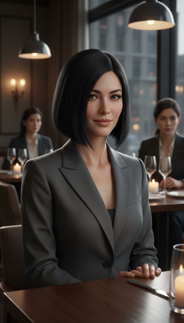 The Blunt Bob with a Deep Part