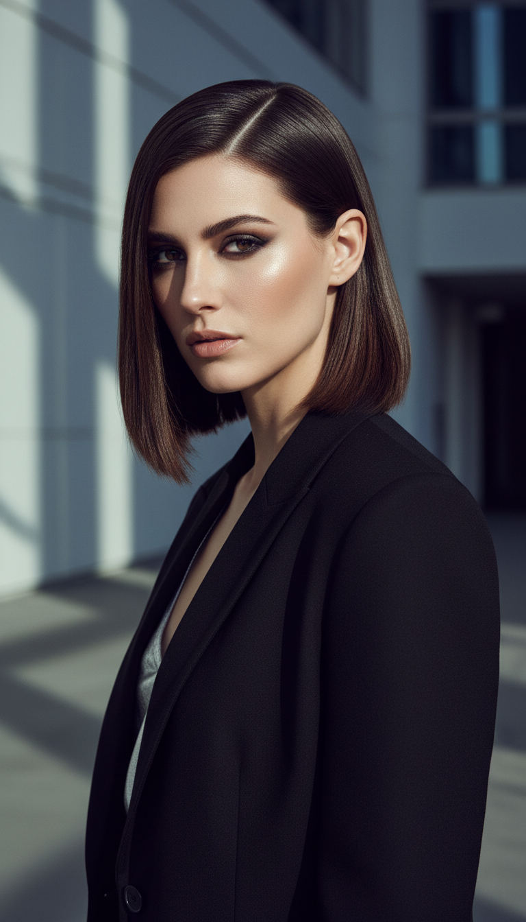 Sleek and Straight with a Deep Side Part