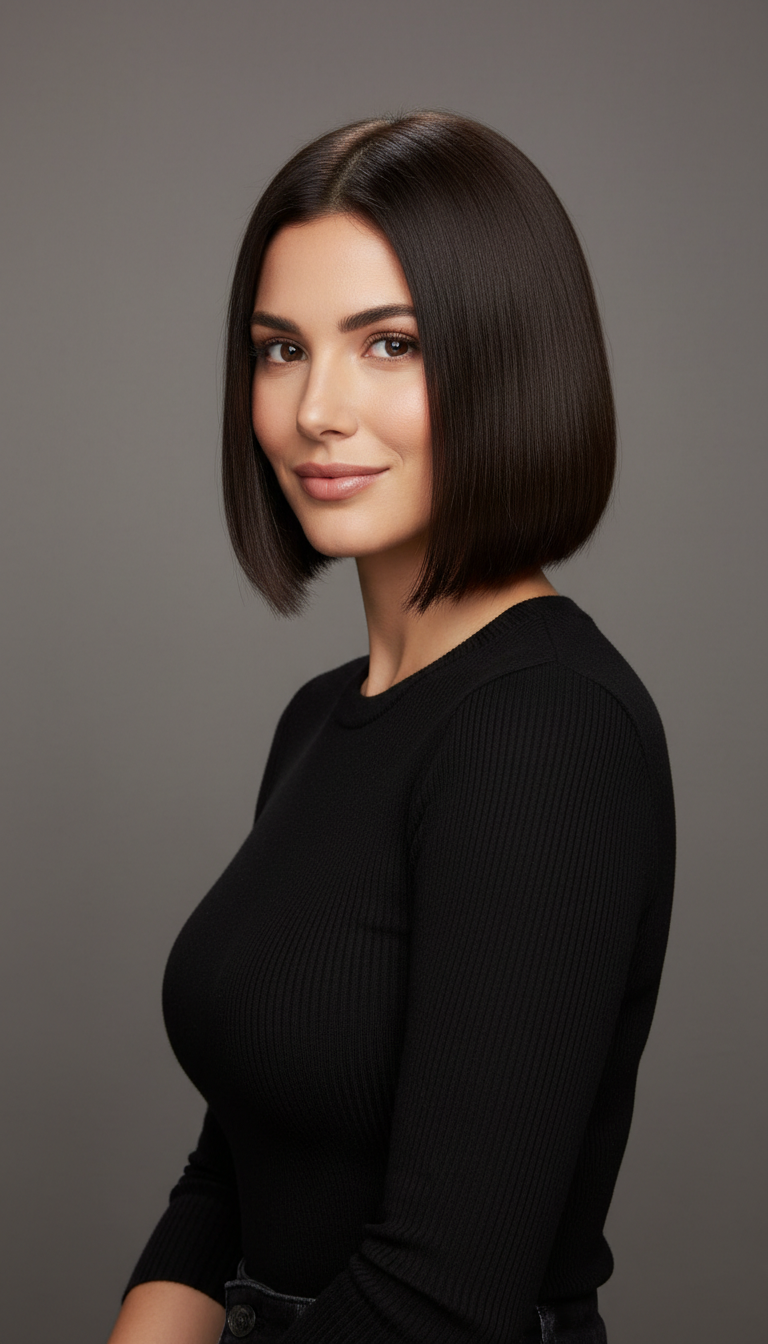 12 Lob Haircut Brunette