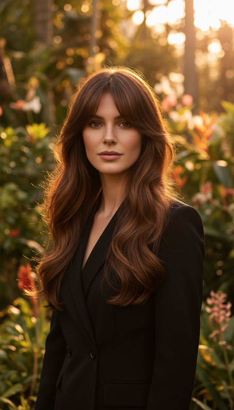 Long Layered Curtain Bangs