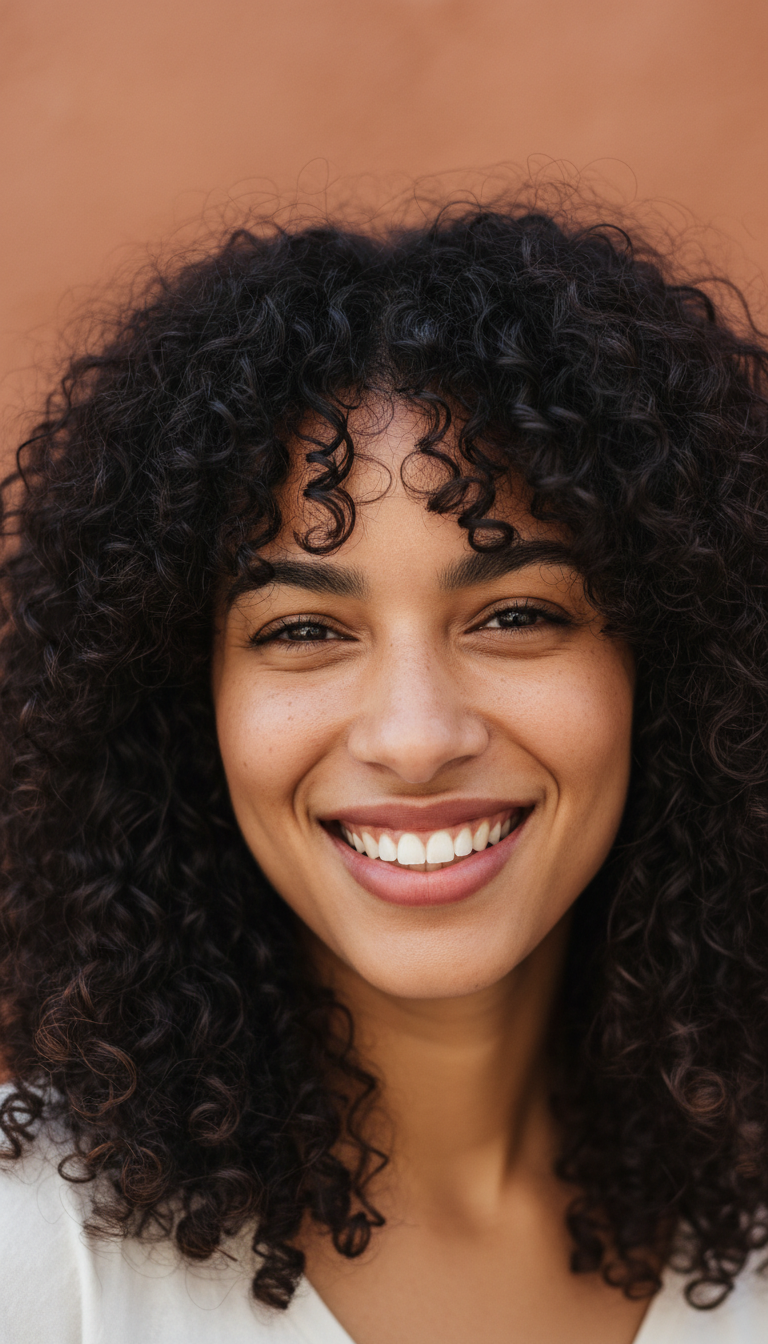 Curly Curtain Bangs
