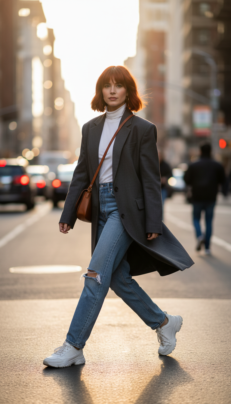 Curtain Bangs with a Bob