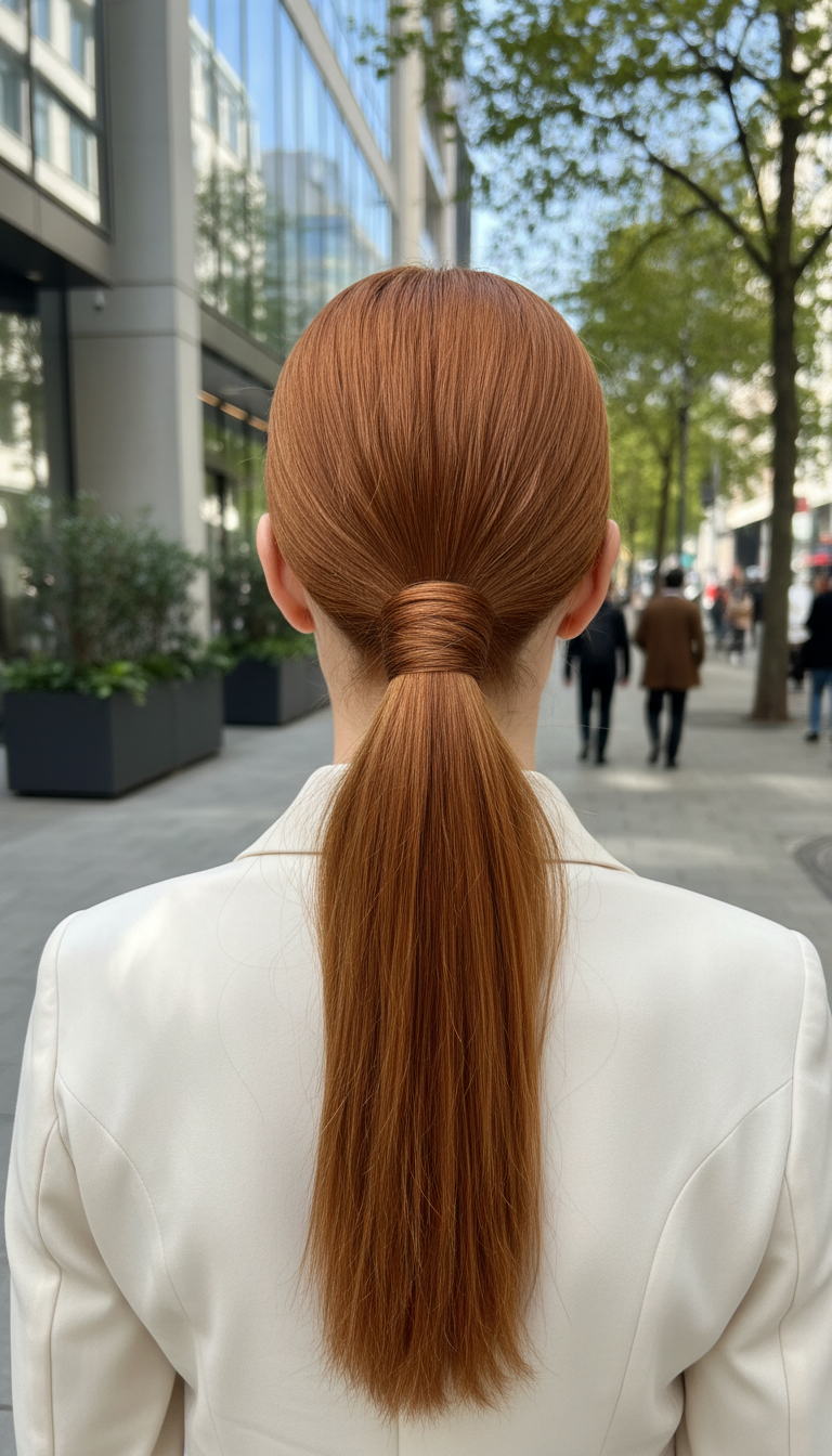 Sophisticated Mid-Height Wrapped Ponytail