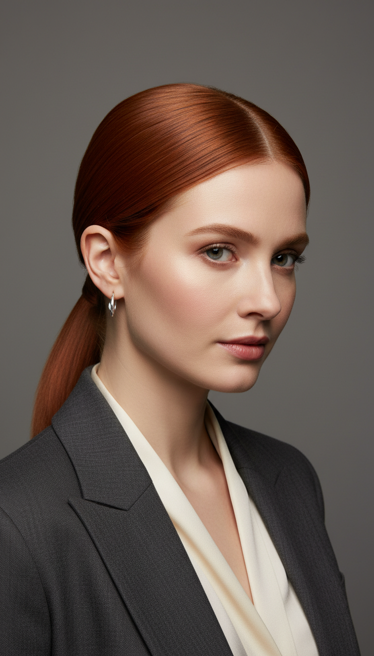 Sophisticated Low Ponytail with Side Part