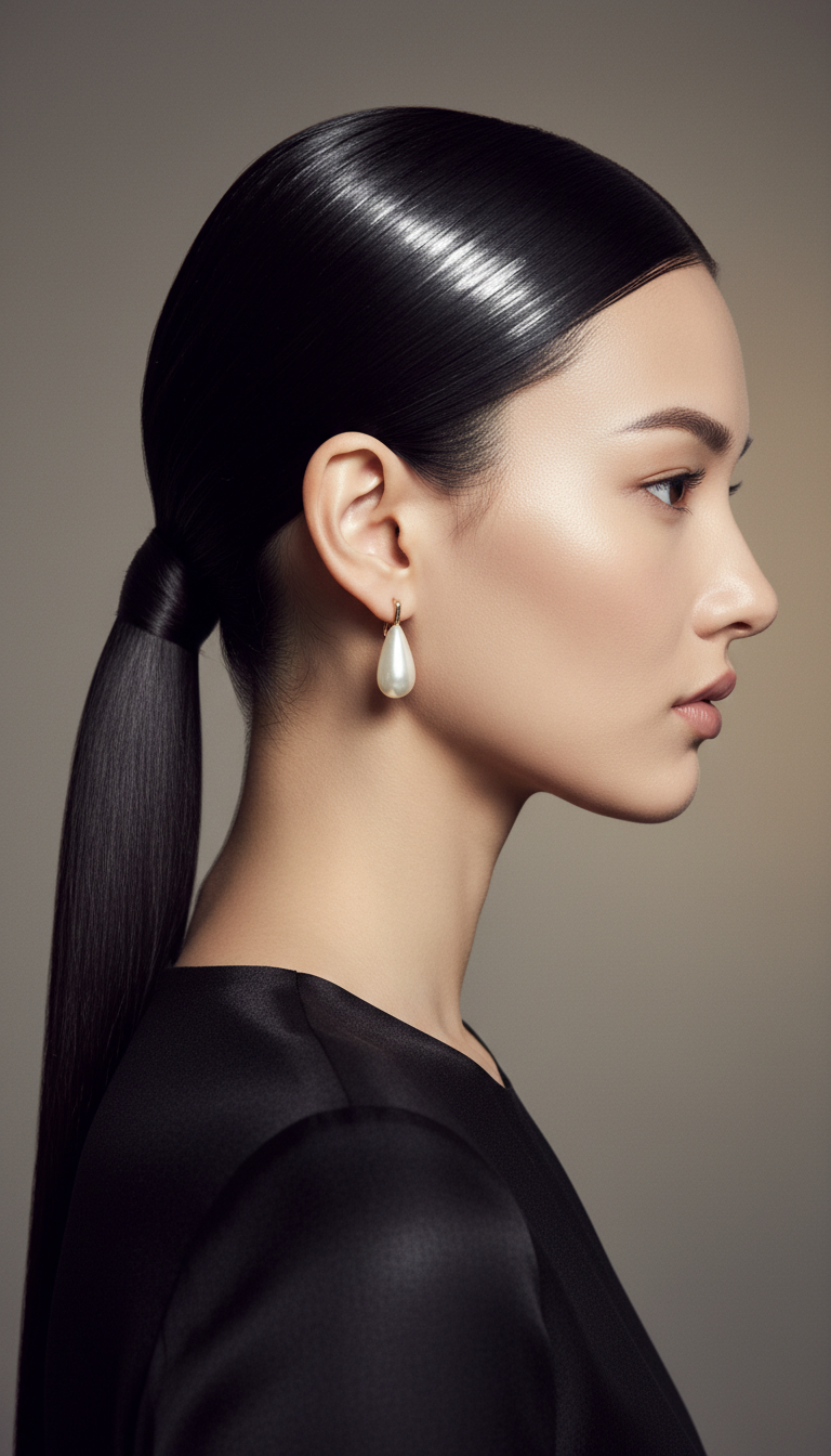 Slicked-Back Low Ponytail