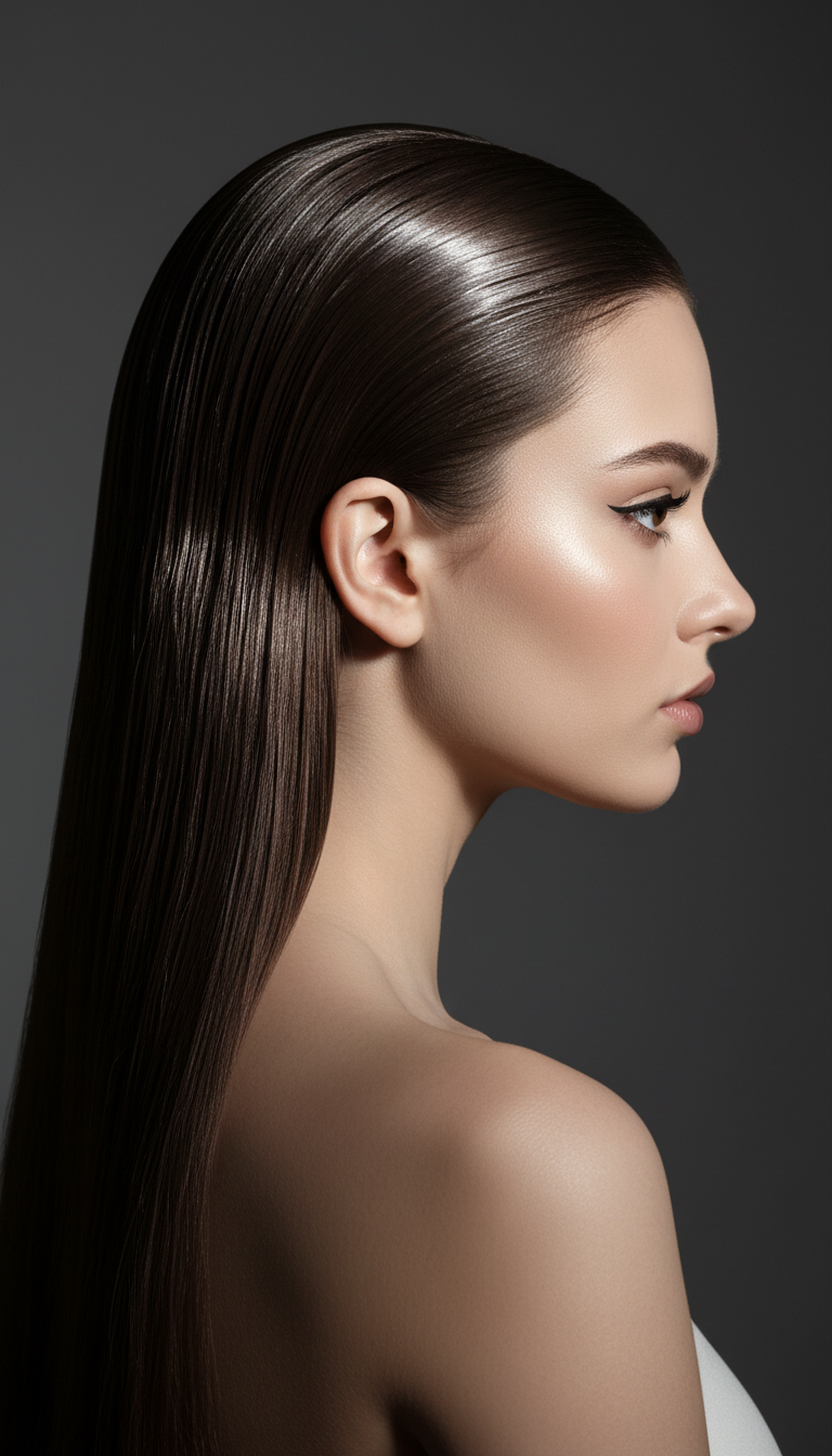 Slicked-Back Half-Up