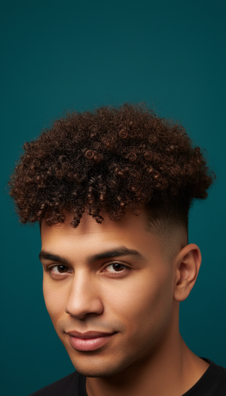 Curly Top with Tapered Sides